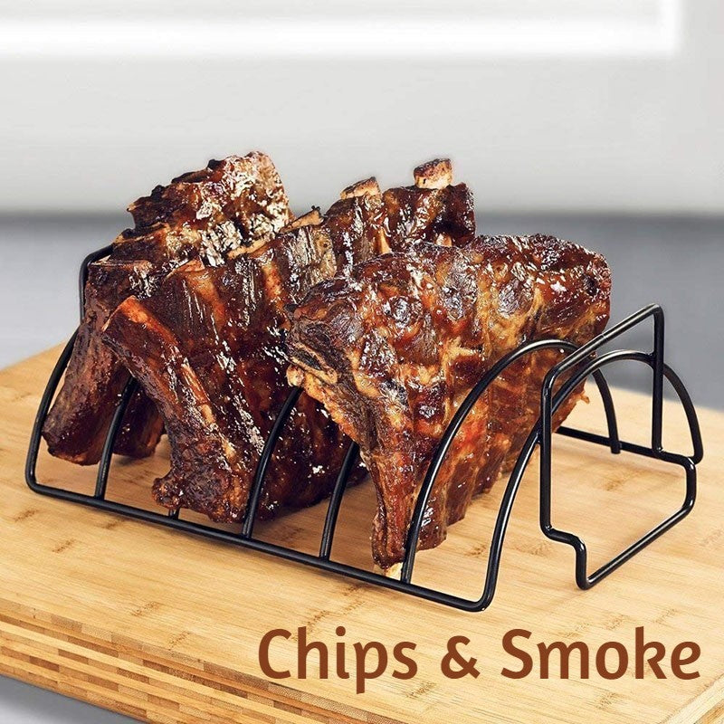 Non-Stick Rib Shelf Stand Barbecue Rib and Roast Rack Stainless Steel Grilling BBQ Chicken Beef Ribs Rack Grilling basket