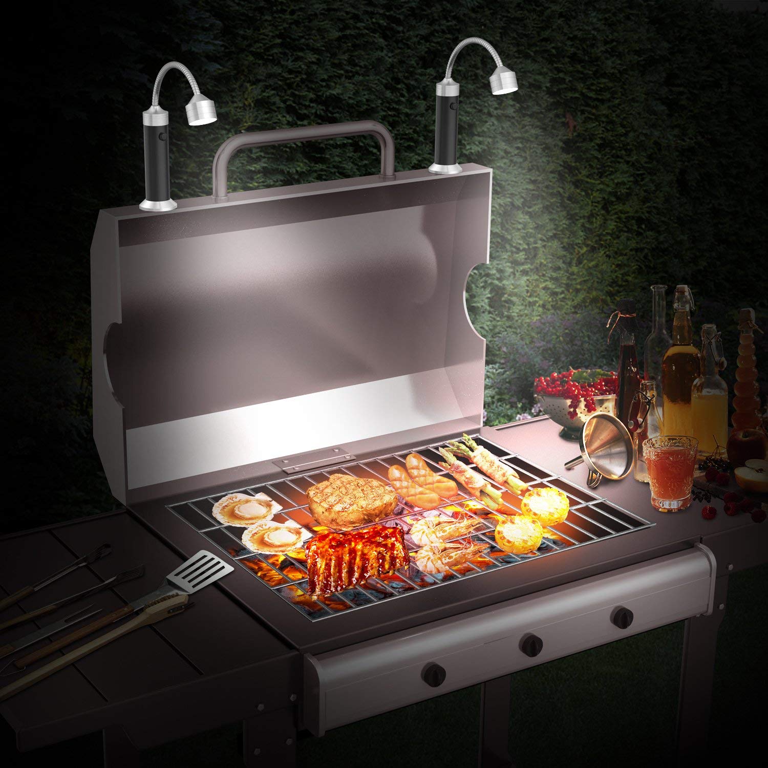 2 Pack Barbecue Grill Light Magnetic 360 Degree Adjustable BBQ Light Weather Resistant Outdoor Grill Lights BBQ Accessories To