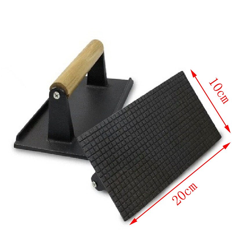 Round big BBQ tool Cast iron Wooden Handle Steak Plate Meat Press Grill Fried meat squid Fried steak barbecue pressure plate